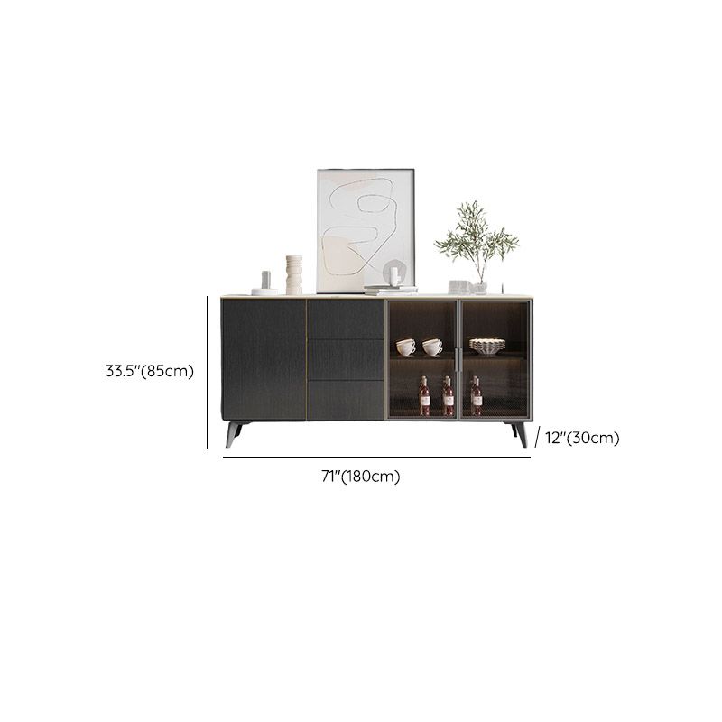 Stone Credenza Contemporary Style Dining Buffet with Cabinets and Drawers Clearhalo 'buffet_sideboard' 'Buffets & Sideboards' 'furn' 'furn_buffet_sideboard' 'Furniture' 'Kitchen & Dining Furniture' 1200x1200_d26c4722-ed4a-4a37-a1b0-6d96fb5a558c