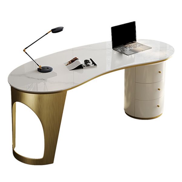 Glam Office Desk Curved Executive Desk with 3 Storage Drawers Clearhalo 'furn' 'furn_office_desk' 'Furniture' 'Office Desks' 'Office Furniture' 'office_desk' 1200x1200_d270a97a-60e4-4993-ab03-d0d713ce1788