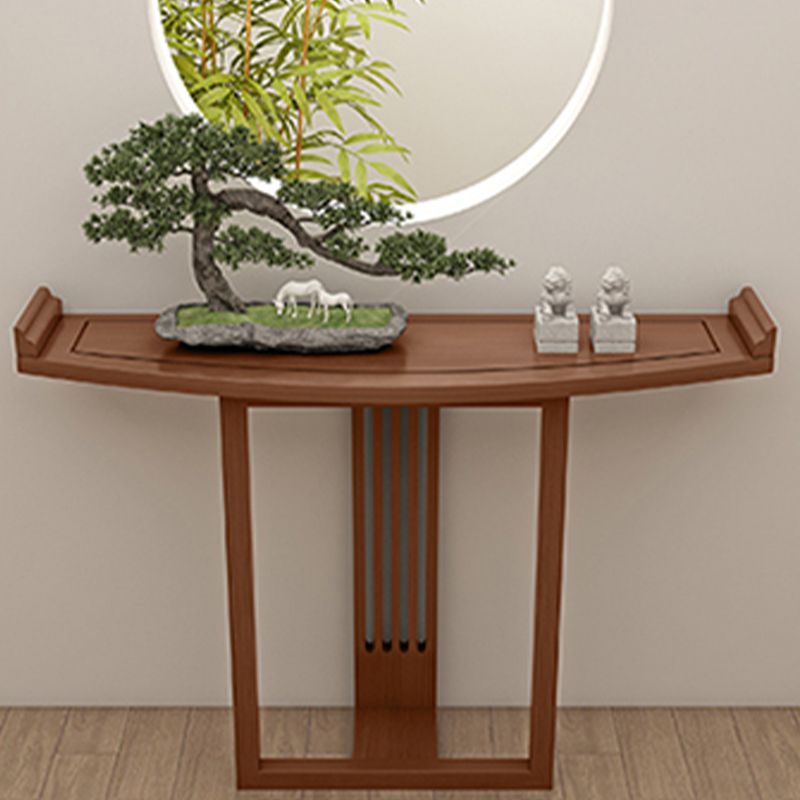 Tabella della console contemporanea a forma di forma libera da divano di divano console in legno nero/marrone