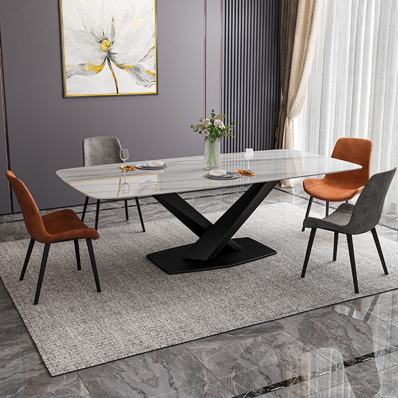 Modern Dining Table Stone Dining Room Dining Table with Metal Base Clearhalo 'Dining Tables & Seating' 'Dining Tables' 'dining_table' 'furn' 'furn_dining_table' 'Furniture' 'Kitchen & Dining Furniture' 1200x1200_d271f33c-a6e1-4115-a8d2-8d9a9698626e