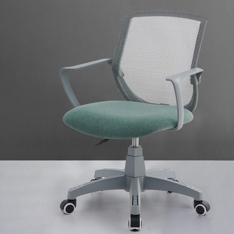 Mesh Mid Back Desk Chair Contemporary Fixed Arms Bureau stoel met wielen
