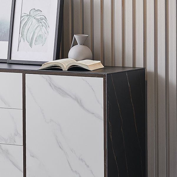 Artificial Wood comedor del comedor gabinete parador glam credenza con cajones y almacenamiento