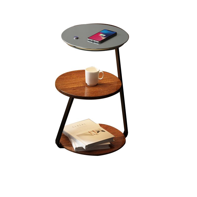 Modern Solid Wood Round 3-Tier Living Room Accent Side Table