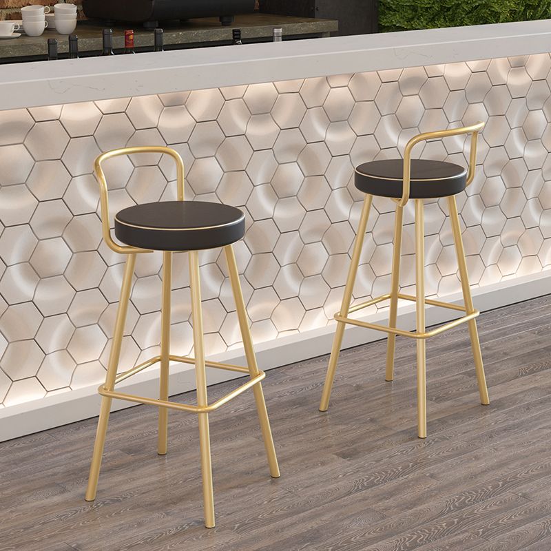 Glam Footrest Round Counter-height Stool Low Back Leather Counter Stool Clearhalo 'Bar Furniture' 'Bar Stools' 'bar_stools' 'furn' 'furn_bar_stools' 'Furniture' 'furniture_bar_stools' 'Kitchen & Dining Furniture' 1200x1200_d2783a91-772e-43c3-819a-306cf0fa3351