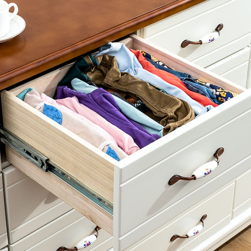 15,74 "Coffre d'accent de large avec tiroirs coffre en bois massif avec des jambes de cabriole