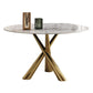 Sintered Stone Top Round Table Simplicity Gold Metal Base Dining Table