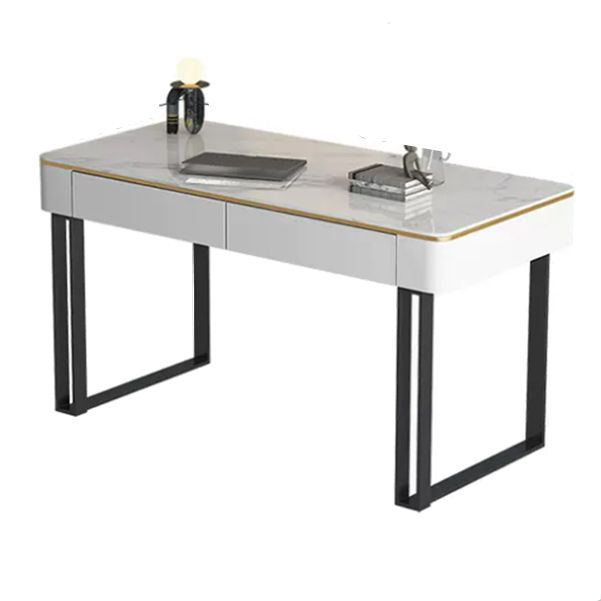 Bureau de bureau glamour antique Ordinateur Courbe courbe avec 2 tiroirs de rangement