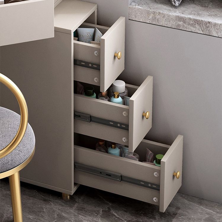 Mirrored Vanity Table and Stool Set 33.4" Wide Vanity Dressing Table Clearhalo 'Bedroom Furniture' 'furn' 'furn_makeup_vanities' 'Furniture' 'Makeup Vanities' 'makeup_vanities' 1200x1200_d27b10a1-09d5-4afe-87b8-6ce0f1cb54e3