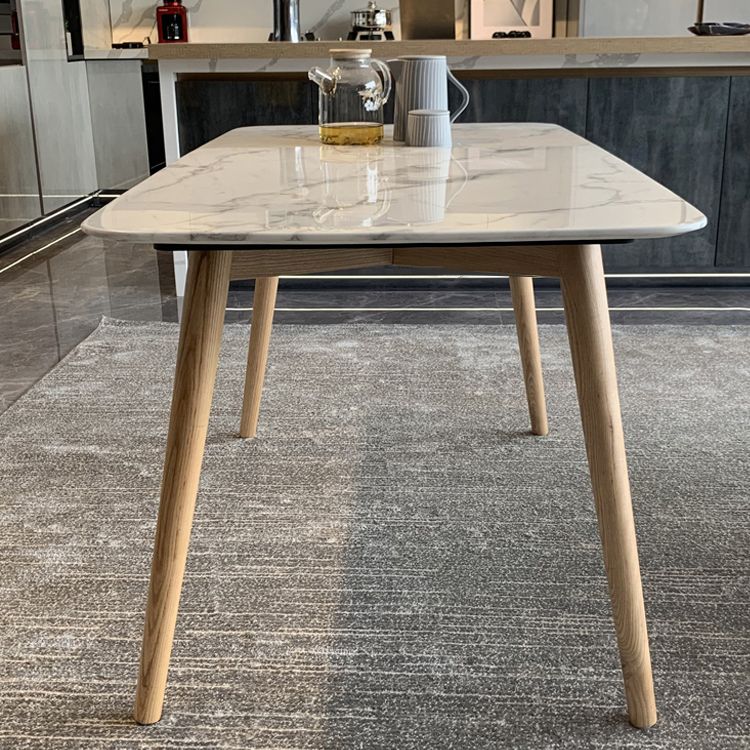 Contemporary Rectangle Dining Table White Sintered Stone Dining Table with 4 Legs Clearhalo ' dining_table' 'Dining Tables & Seating' 'Dining Tables' 'furn' 'furn_dining_table' 'Furniture' 'furniture_dining_table' 'Kitchen & Dining Furniture' 'kitchen&dining_furn' 'kitchen' 'kitchen_dining_table' 1200x1200_d27b82cc-8480-4a2c-8921-a4d5747e365e