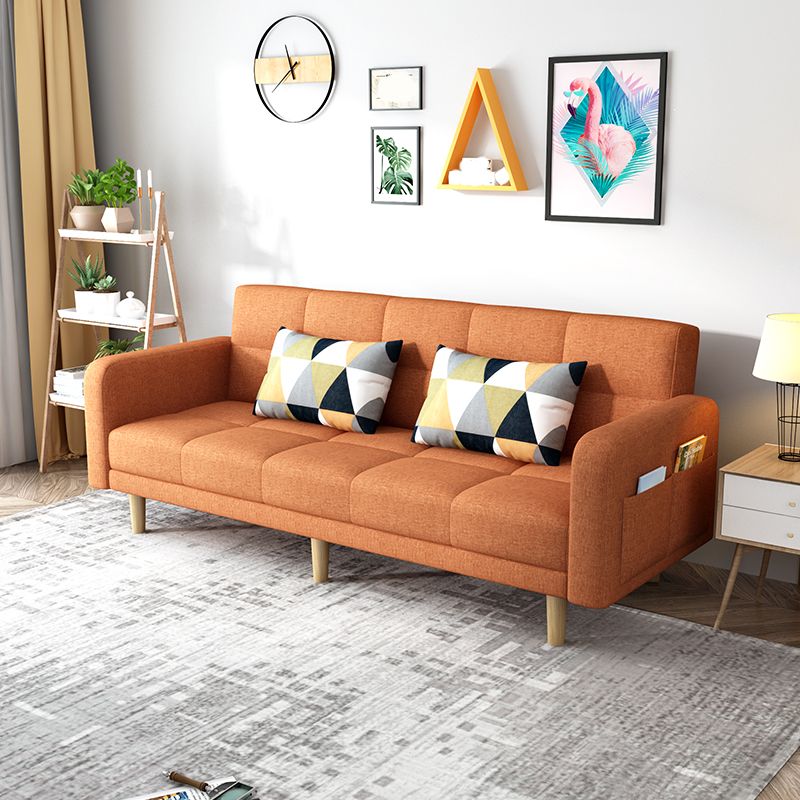 Beige Contemporary Biscuit Back Sofa 25.6"High Square Arm Sofa Clearhalo 'furn' 'furn_sofas' 'Furniture' 'furniture_sofas' 'kitchen' 'kitchen_sofas' 'Living Room Furniture' 'Sofa' 'sofas' 1200x1200_d27c56bf-08af-4bfb-b171-21aca7d5e84e