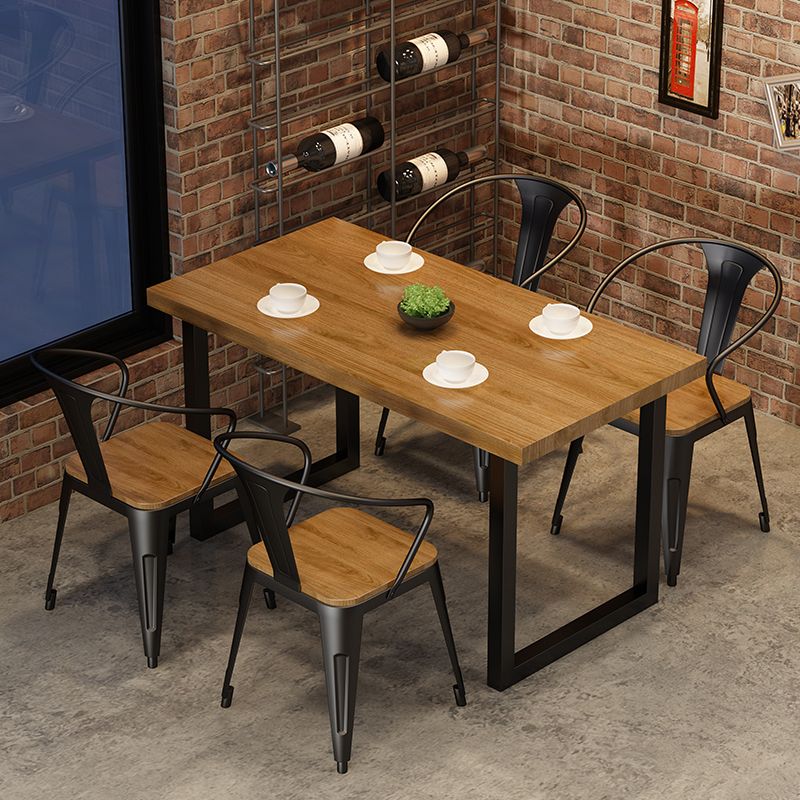 Industrial Style Solid Wood Dining Set with Traditional Height Table and Double Pedestal Base Clearhalo 'Dining Room Sets' 'Dining Tables & Seating' 'dining_room_set' 'furn' 'furn_dining_room_set' 'Furniture' 'furniture_dining_room_set' 'Kitchen & Dining Furniture' 'kitchen&dining_furn' 'kitchen' 1200x1200_d28136ef-6536-42c1-aeec-1a55825b9f2c