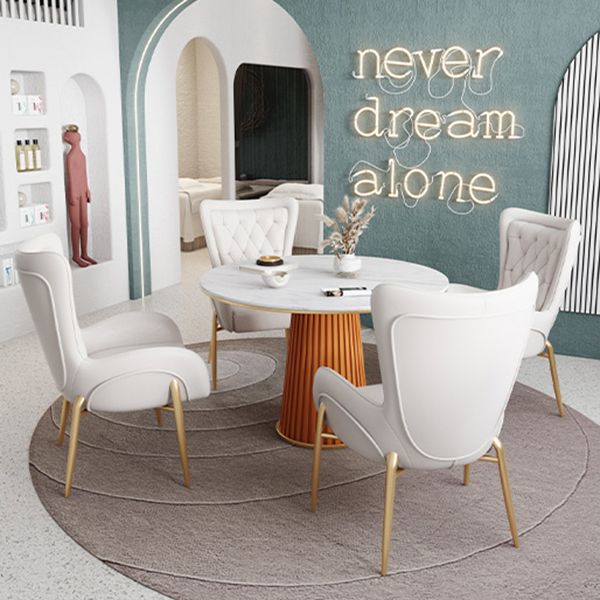 Minimalist Kitchen Standard Dining Table White Sintered Stone Dining Table with Pedestal Base Clearhalo ' dining_table' 'Dining Tables & Seating' 'Dining Tables' 'furn' 'furn_dining_table' 'Furniture' 'furniture_dining_table' 'Kitchen & Dining Furniture' 'kitchen&dining_furn' 'kitchen' 'kitchen_dining_table' 1200x1200_d281845c-3280-43d1-8353-db1d79e10f9c