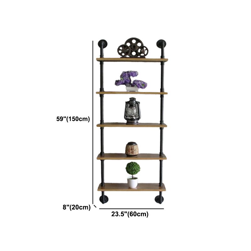 Wall Unit and Etagere Bookshelf Industrial Black Iron Frame and Pine Wood Shelf Clearhalo 'Bookcases' 'furn' 'furn_bookcases' 'Furniture' 'furniture_bookcases' 'kitchen' 'kitchen_bookcases' 'Living Room Furniture' 'Office Furniture' 1200x1200_d28290fc-8e46-46c3-af26-89fe28a36bae
