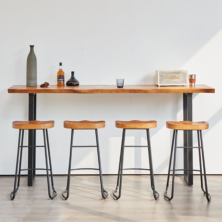 Solid Wood Bar Dining Table Industrial Bar Dining Table with Sled Base in Black Clearhalo 'Bar Furniture' 'Bar Tables' 'bar_tables' 'furn' 'furn_bar_tables' 'Furniture' 'furniture_bar_tables' 'Kitchen & Dining Furniture' 1200x1200_d283a04a-0f01-43a8-8896-efca2f6f6344