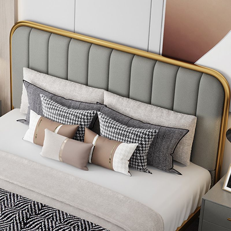 Cama rectangular de estilo glam para la cama estándar con cama de cabecera de panel