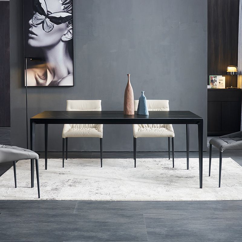 Metal Modern Rectangle Table Sintered Stone Table with 4 Legs Clearhalo 'Dining Tables & Seating' 'Dining Tables' 'dining_table' 'furn' 'furn_dining_table' 'Furniture' 'furniture_dining_table' 'Kitchen & Dining Furniture' 'kitchen' 'kitchen_dining_table' 1200x1200_d285ce13-5234-4a13-86bc-6155bcc38b33