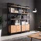 Modern Style Bookcase Black Metal Frame Open Back Bookshelf for Home Office