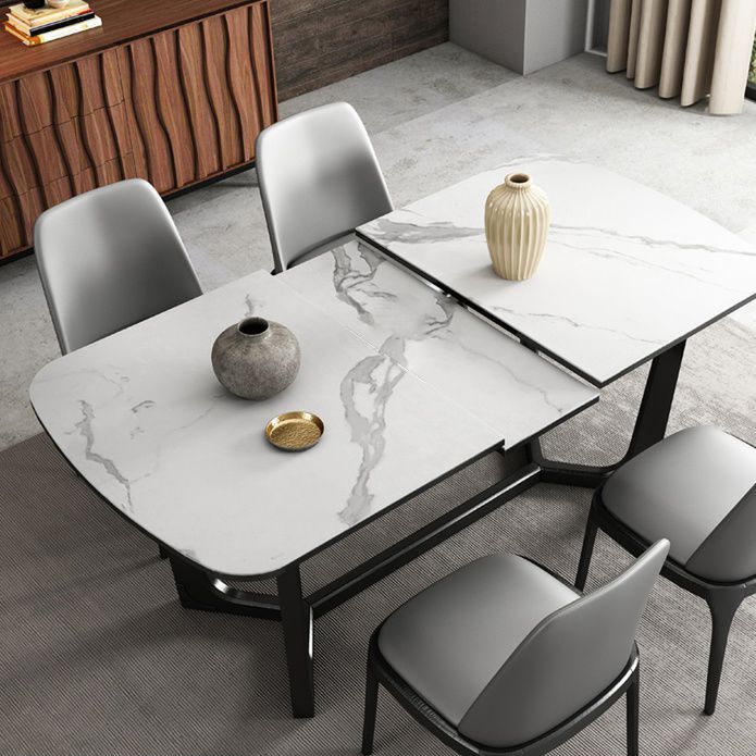 Modern 1/3/4/5 Pieces Scalable Dinette Set with Sintered Stone Black Wood Dining Table Set Clearhalo 'Dining Room Sets' 'Dining Tables & Seating' 'dining_room_set' 'furn' 'furn_dining_room_set' 'Furniture' 'furniture_dining_room_set' 'Kitchen & Dining Furniture' 1200x1200_d288209b-fd68-4c67-9b96-7060eed8e4d6