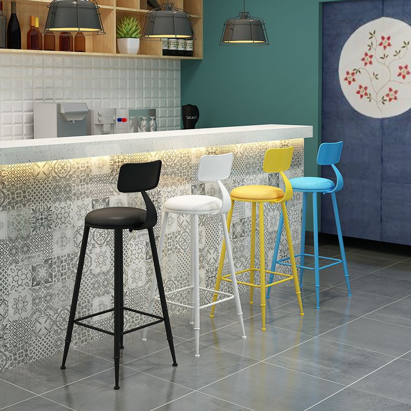 Contemporary Style Low Back Bar-stool Round Counter Bar Stool with Metal Legs Clearhalo 'Bar Furniture' 'Bar Stools' 'bar_stools' 'furn' 'furn_bar_stools' 'Furniture' 'furniture_bar_stools' 'Kitchen & Dining Furniture' 1200x1200_d288f2dc-dba1-43ef-a7ce-4789453dd047