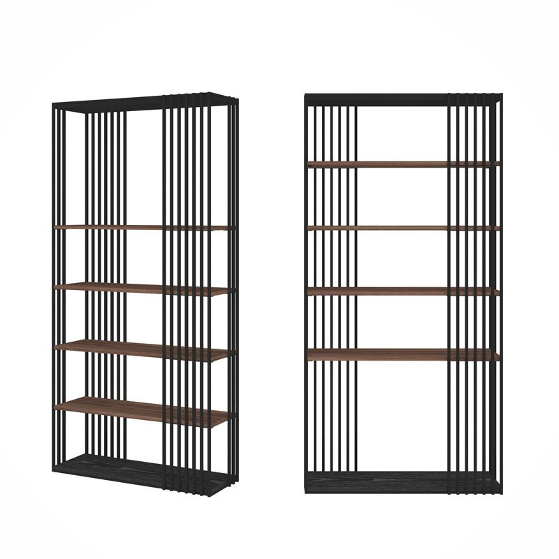 Contemporary Metal and Wooden Shelf Open Shelf Bookcase with Shelves Clearhalo 'Bookcases' 'furn' 'furn_bookcases' 'Furniture' 'Office Furniture' 1200x1200_d28a89d1-0bd5-4158-b854-4b381f072432