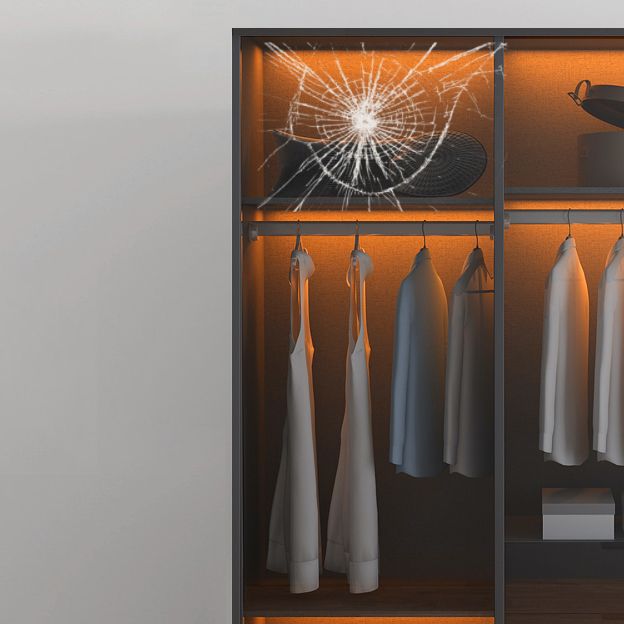 Armoire de garde-robe en verre et en bois placée de garde-robe contemporaine