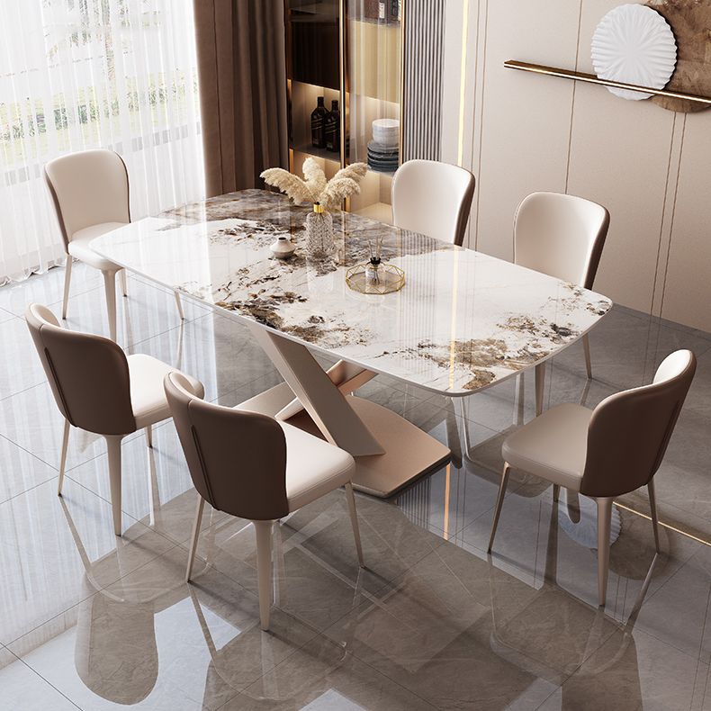 Modern Rectangle Dinette Set 1/2/5/7 Pieces White Sintered Stone Top Dining Table Set Clearhalo 'Dining Room Sets' 'Dining Tables & Seating' 'dining_room_set' 'furn' 'furn_dining_room_set' 'Furniture' 'furniture_dining_room_set' 'Kitchen & Dining Furniture' 1200x1200_d28c09d1-3bb7-456e-8b09-ee25c3da3ecd
