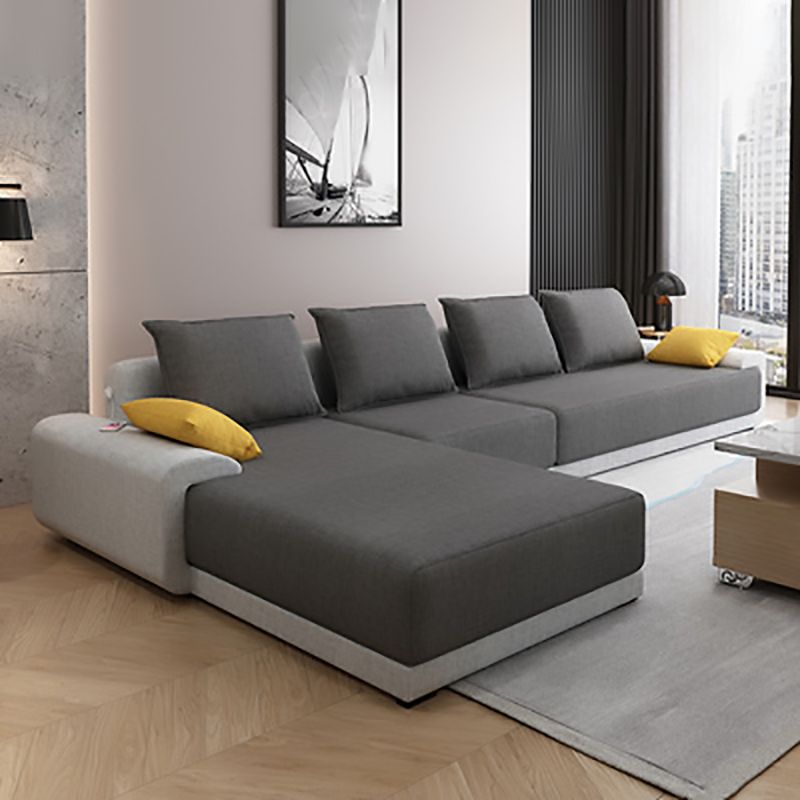 Modern Loose Back Removable Cushions Sofa with Reversible Chaise Clearhalo 'furn' 'furn_sectionals' 'Furniture' 'furniture_sectionals' 'kitchen' 'kitchen_sectionals' 'Living Room Furniture' 'Sectionals' 1200x1200_d28c806b-f468-4d30-8b8d-ad26815d6c31