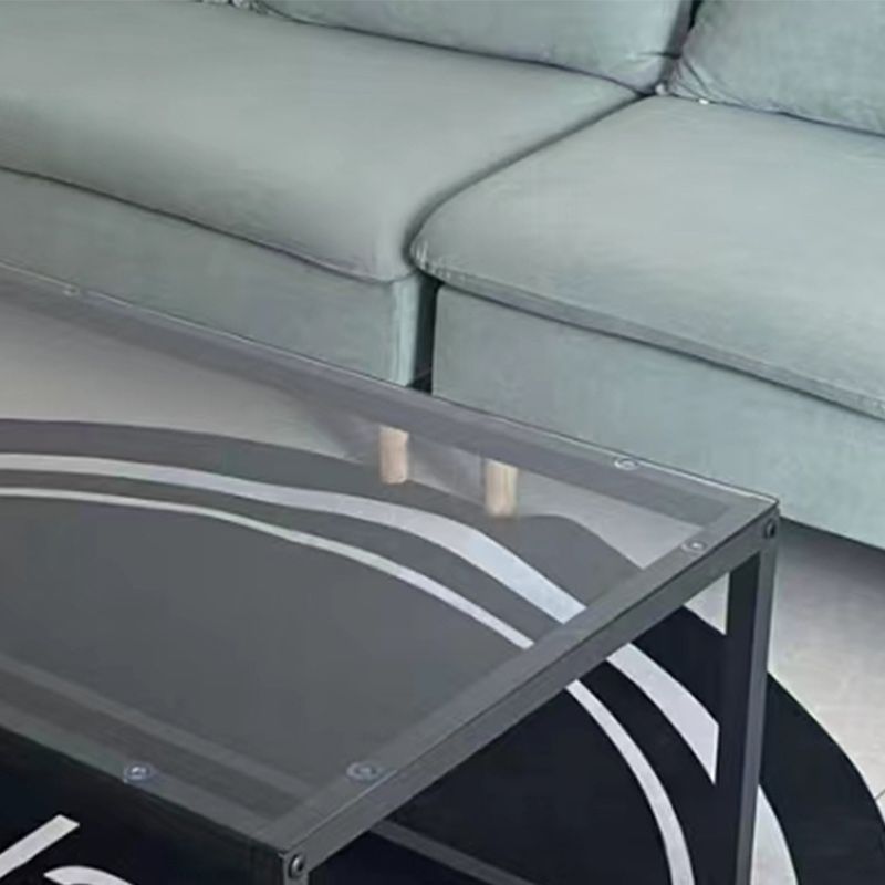 Modern Style Rectangular Glass Coffee Table 17.7-In H Metal Frame 1 Single Cocktail Table Clearhalo 'Coffee & Accent Tables' 'Coffee Tables' 'coffee_tables' 'furn' 'furn_coffee_tables' 'Furniture' 'Living Room Furniture' 1200x1200_d28d6010-e2a2-4736-b7f8-16a6b7d916bf