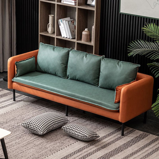 Faux Ledersofa 27,16 "Hoch skandinavisches Smoking -Arm -Sofa mit 2 Kissen