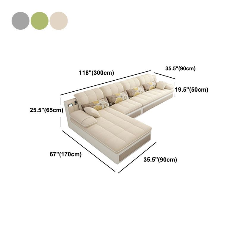 Divano trapuntato nordico con bracciolo cuscino per cinturino posteriore in kaki/verde/grigio sezionale