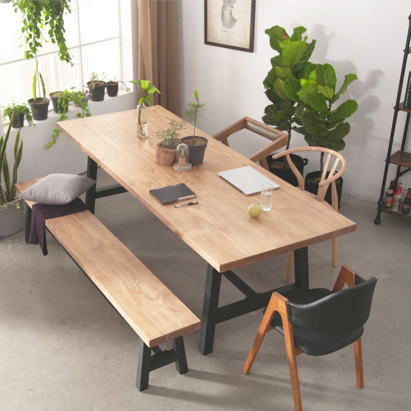 Rectangle Trestle Dining Table Modern Wood Table for Milk Tea Shop Clearhalo 'Dining Tables & Seating' 'Dining Tables' 'dining_table' 'furn' 'furn_dining_table' 'Furniture' 'Kitchen & Dining Furniture' 1200x1200_d28f9a04-502c-441a-833e-9cab9315e5c3