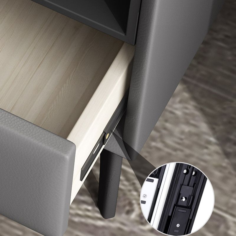 Modern Faux Leather 1/2 - Drawer Nightstand 18.5" Tall Nightstand