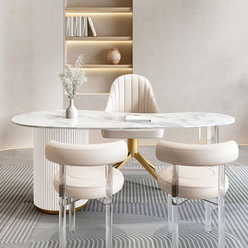 Glam Stone Writing Desk Acrylic Pedestal Office Desk with 3 Drawers Clearhalo 'furn' 'furn_office_desk' 'Furniture' 'Office Desks' 'Office Furniture' 'office_desk' 1200x1200_d2902d91-d47b-461f-8801-efac482e439c