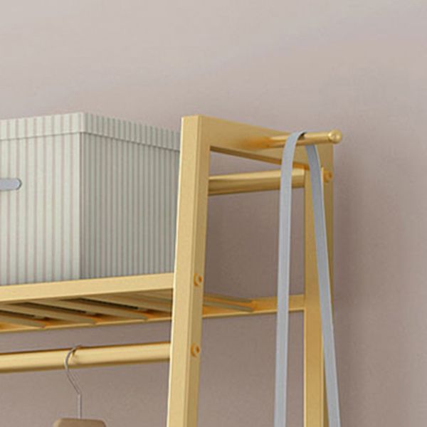 Glam Metal Hall Stand Hanging Rail Storage Shelving and 2 Hooks Coat Hanger Clearhalo 'Entry & Mudroom Furniture' 'furn' 'furn_hall_tree_coat_racks' 'Furniture' 'Hall Trees & Coat Racks' 'hall_tree_coat_racks' 1200x1200_d2905513-151c-4f64-a82c-516453bfe243