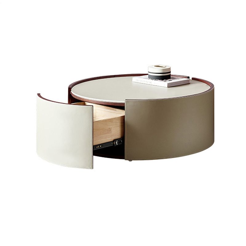 Modern Drum Base Solid Leather Round Table Coffee Table with Storage Clearhalo 'Coffee & Accent Tables' 'Coffee Tables' 'coffee_tables' 'furn' 'furn_coffee_tables' 'Furniture' 'Living Room Furniture' 1200x1200_d2912ed2-6f1e-4ecb-b4b9-963febcf467f