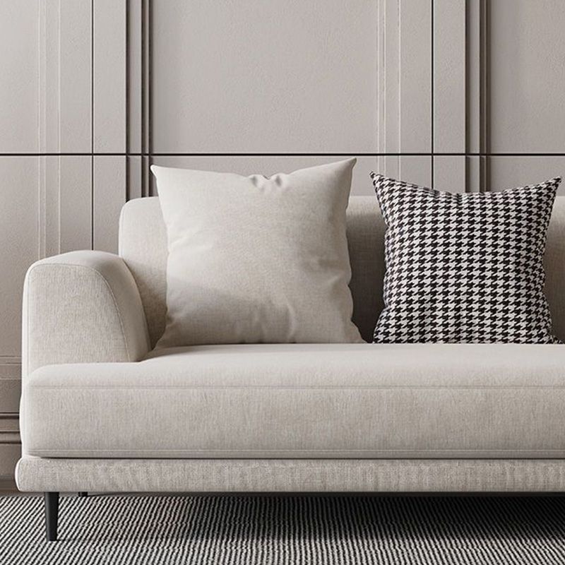 Zeitgenössischer Stoff Sitzplatz quadratischer Armsofa mit Kissen in Weiß