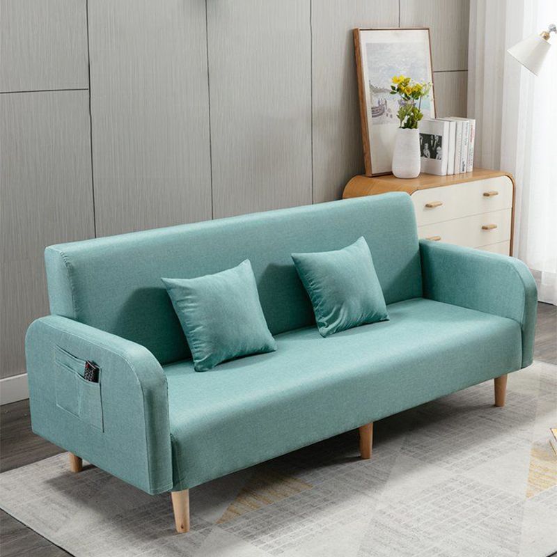 Linen Square Arm Sofa Slipcovered Convertible Sofa with Storage