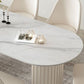 Glam White Sintered Stone Dining Table Set Oval 1/2/5/7 Pieces Dining Set for Home Use Clearhalo 'Dining Room Sets' 'Dining Tables & Seating' 'dining_room_set' 'furn' 'furn_dining_room_set' 'Furniture' 'Kitchen & Dining Furniture' 1200x1200_d295032d-e400-4720-856c-b986131a6367