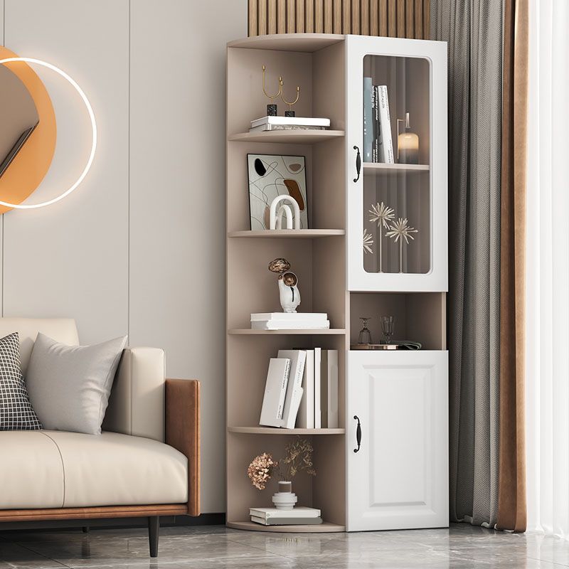 70.9" Tall Modern Glass Paned Bar Pulls Accent Cabinet with Shelves