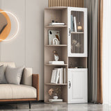 70.9" Tall Modern Glass Paned Bar Pulls Accent Cabinet with Shelves