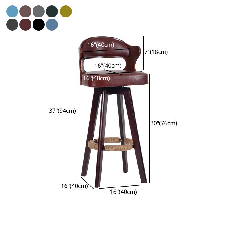 Nordic Wood Low Back Barstool Swivel Indoor Tall Stool with Upholstered Clearhalo 'Bar Furniture' 'Bar Stools' 'bar_stools' 'furn' 'furn_bar_stools' 'furniture_bar_stools' 'Kitchen & Dining Furniture' 'kitchen&dining_furn' 'kitchen' 'kitchen_furn' Furniture' 1200x1200_d299eb54-0663-4973-92d9-ff4084ef137a