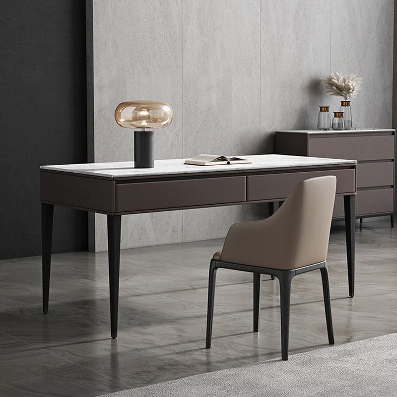 Escritorio de estilo industrial escritorio rectangular escritorio de oficina de piedra con 2 cajones