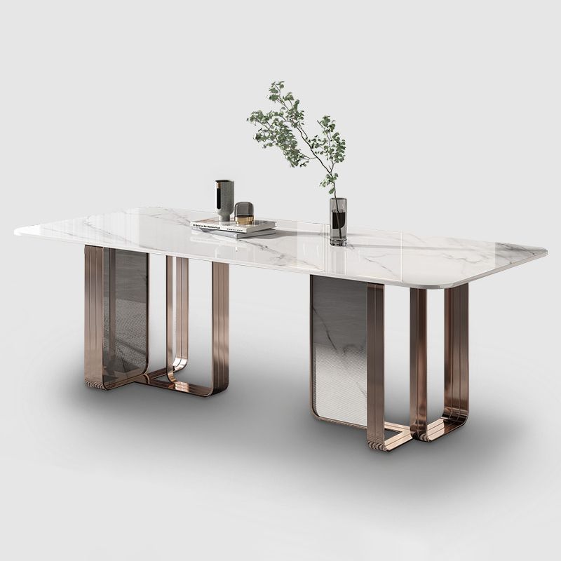Rectangle Sintered Stone Top Table Contemporary Metal Base Dining Table Clearhalo 'Dining Tables & Seating' 'Dining Tables' 'dining_table' 'furn' 'furn_dining_table' 'Furniture' 'Kitchen & Dining Furniture' 1200x1200_d29a71f9-d159-44f5-a157-1bce239e769c