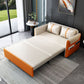 Convertible Stain Resistant Sofa Bed Faux Leather Seating in Orange and Beige