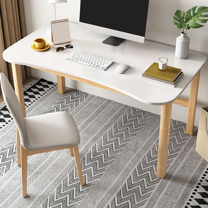 Bureau de bureau en bois de style contemporain Desk de forme de forme irrégulière en rose / vert / blanc