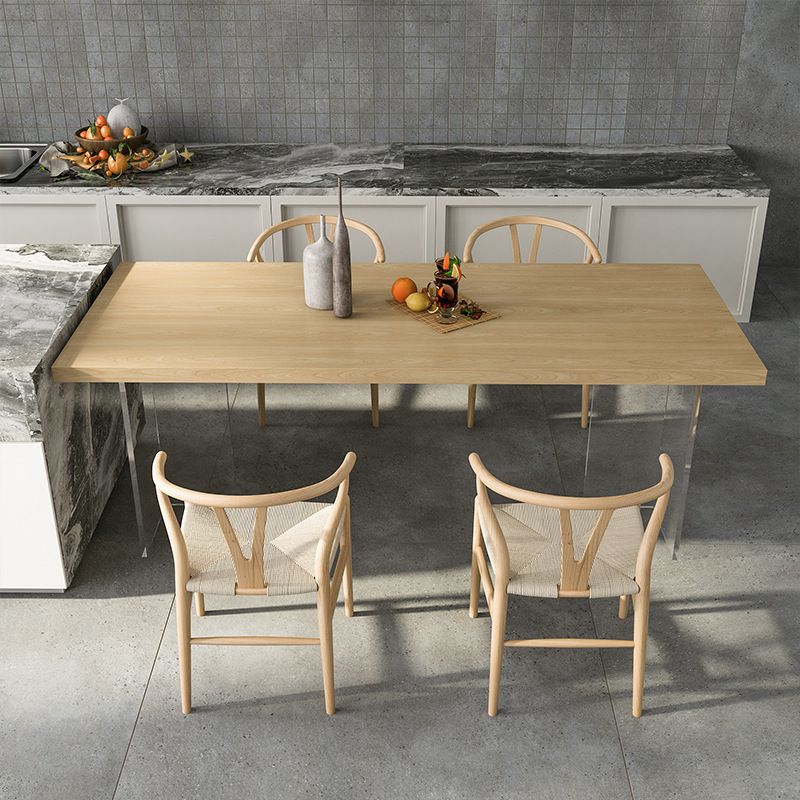 Acrylic Modern Rectangle Dining Table Matte Finish Wood Table with Double Pedestal Clearhalo ' dining_table' 'Dining Tables & Seating' 'Dining Tables' 'furn' 'furn_dining_table' 'Furniture' 'furniture_dining_table' 'Kitchen & Dining Furniture' 'kitchen&dining_furn' 'kitchen' 'kitchen_dining_table' 1200x1200_d29c746c-93e1-4051-a326-10bf534c5823