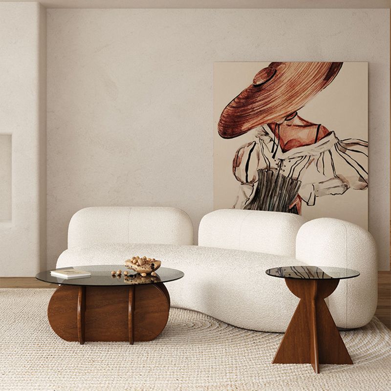 Living Room End Table Contemporary Round Abstract Glass Side Table