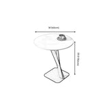 Pedestal Stone Coffee Table Round Single Cocktail Table in Black/White