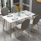 Table à manger rectangulaire à base dorée, Table glamour en Faux marbre pour la maison