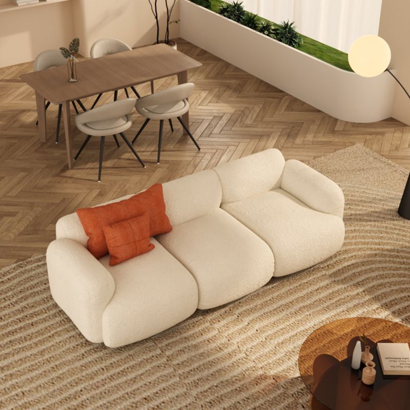 Scandinavian Seating White Fabric Living Room Recessed Arm Cushions Standard Sofa Clearhalo 'furn' 'furn_sofas' 'Furniture' 'Living Room Furniture' 'Sofa' 'sofas' 1200x1200_d2a048c9-12ed-41a0-95ae-ba8cf7f2bb9a